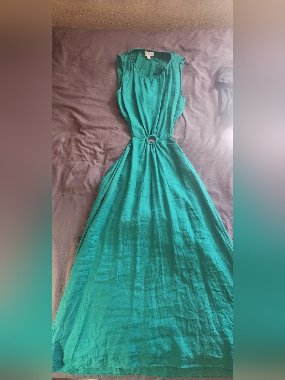Sleeveless Teal Maxi Dress with Ring Detail